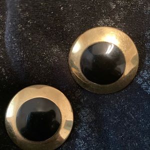 Black/gold clip on earrings